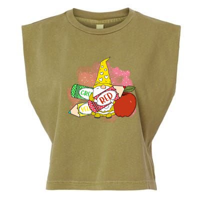 School Days Gnome Cup Crayon 100 Days Of School Garment-Dyed Women's Muscle Tee