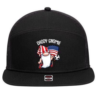 Soccer Daddy Gnome 4th Of July American Flag Memorial Day Gift 7 Panel Mesh Trucker Snapback Hat