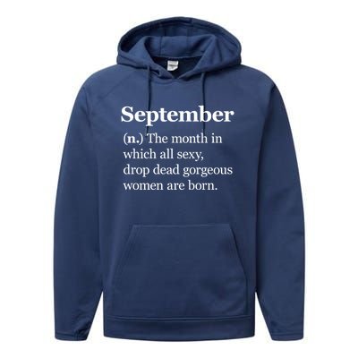 September Definition Gift Born In September Gift Performance Fleece Hoodie