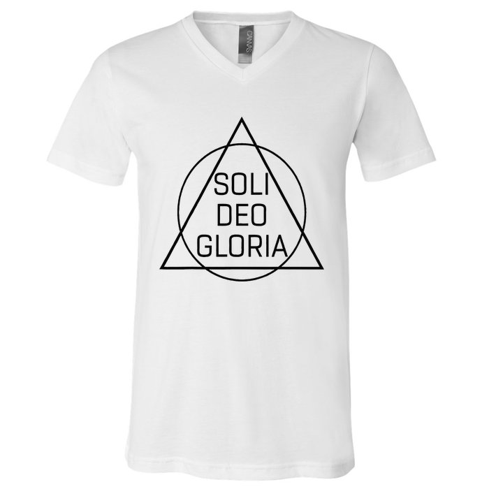 Soli Deo Gloria Five Solas Reformed Theology V-Neck T-Shirt