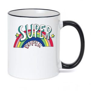 Super Duper Hand Drawn Seventies Style Rainbow Graphic 11oz Black Color Changing Mug