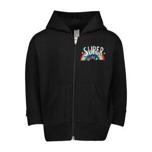 Super Duper Hand Drawn Seventies Style Rainbow Graphic Toddler Zip Fleece Hoodie