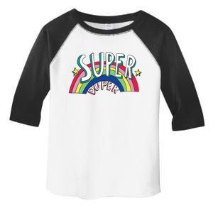 Super Duper Hand Drawn Seventies Style Rainbow Graphic Toddler Fine Jersey T-Shirt