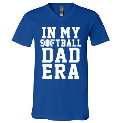 Softball Daddy Humor Design Funny Softball Dad Cute Gift V-Neck T-Shirt