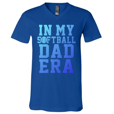 Softball Daddy Humor Design Funny Softball Dad Gift V-Neck T-Shirt