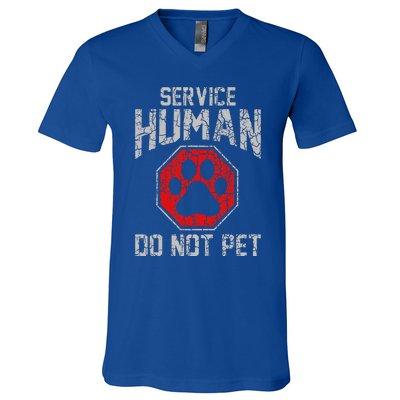 Service Dog Human Do Not Pet Funny Vintage Rescue Dog Owner V-Neck T-Shirt