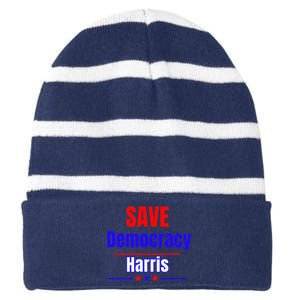 Save Democracy Harris Striped Beanie with Solid Band