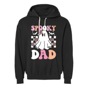 Spooky Dad Halloween Ghost Costume Retro Groovy Garment-Dyed Fleece Hoodie