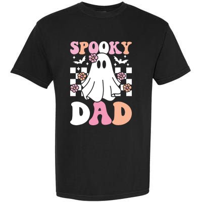 Spooky Dad Halloween Ghost Costume Retro Groovy Garment-Dyed Heavyweight T-Shirt