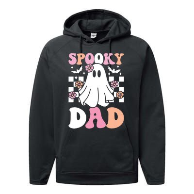 Spooky Dad Halloween Ghost Costume Retro Groovy Performance Fleece Hoodie