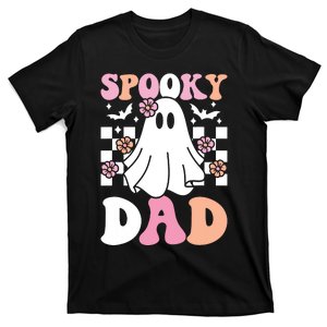 Spooky Dad Halloween Ghost Costume Retro Groovy T-Shirt