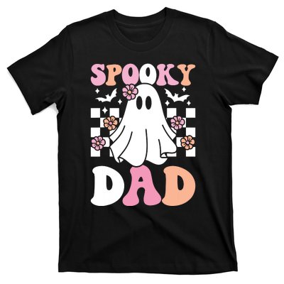 Spooky Dad Halloween Ghost Costume Retro Groovy T-Shirt