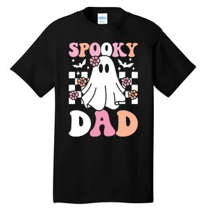 Spooky Dad Halloween Ghost Costume Retro Groovy Tall T-Shirt