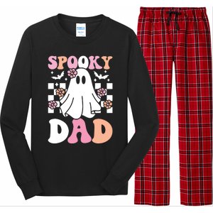 Spooky Dad Halloween Ghost Costume Retro Groovy Long Sleeve Pajama Set