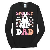 Spooky Dad Halloween Ghost Costume Retro Groovy Tall Long Sleeve T-Shirt