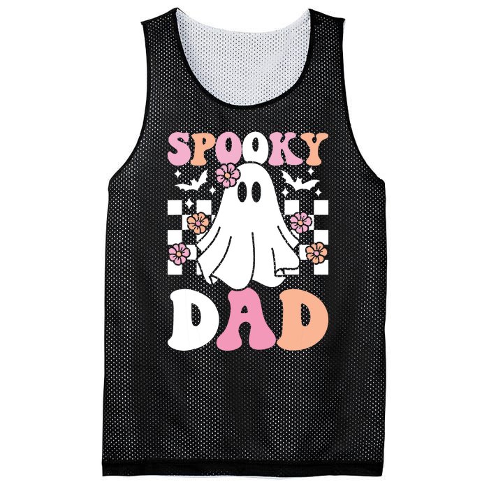 Spooky Dad Halloween Ghost Costume Retro Groovy Mesh Reversible Basketball Jersey Tank