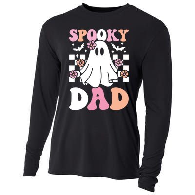 Spooky Dad Halloween Ghost Costume Retro Groovy Cooling Performance Long Sleeve Crew