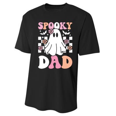 Spooky Dad Halloween Ghost Costume Retro Groovy Performance Sprint T-Shirt