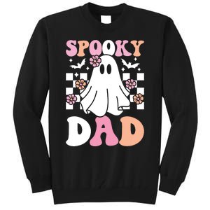 Spooky Dad Halloween Ghost Costume Retro Groovy Tall Sweatshirt