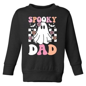 Spooky Dad Halloween Ghost Costume Retro Groovy Toddler Sweatshirt