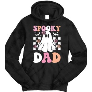 Spooky Dad Halloween Ghost Costume Retro Groovy Tie Dye Hoodie