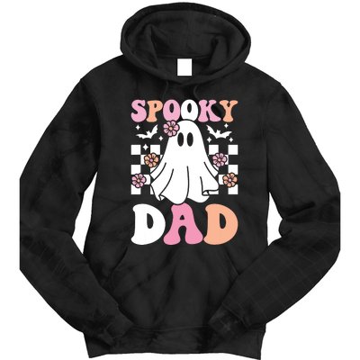 Spooky Dad Halloween Ghost Costume Retro Groovy Tie Dye Hoodie