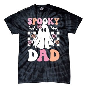 Spooky Dad Halloween Ghost Costume Retro Groovy Tie-Dye T-Shirt