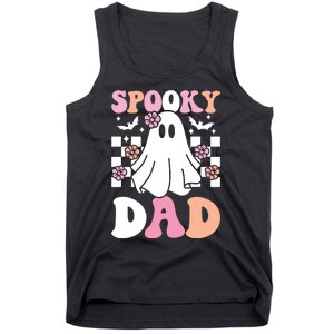 Spooky Dad Halloween Ghost Costume Retro Groovy Tank Top