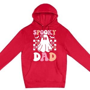 Spooky Dad Halloween Ghost Costume Retro Groovy Premium Pullover Hoodie