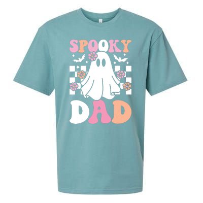 Spooky Dad Halloween Ghost Costume Retro Groovy Sueded Cloud Jersey T-Shirt