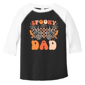 Spooky Dad Halloween Skeleton Costume Retro Groovy Toddler Fine Jersey T-Shirt