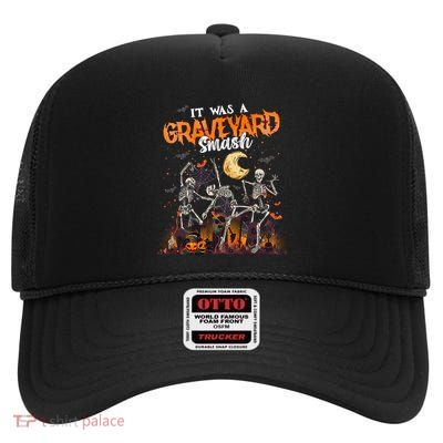 Skeleton Dancing Halloween Spooky High Crown Mesh Back Trucker Hat