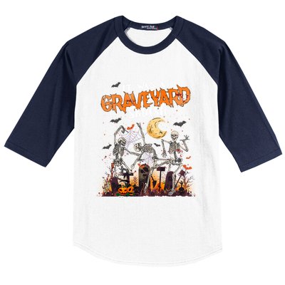 Skeleton Dancing Halloween Spooky Baseball Sleeve Shirt