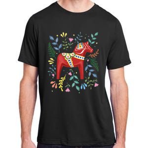 Swedish Dala Horse Folk Art Sweden Flag Dalahelmsoljd Horse Adult ChromaSoft Performance T-Shirt