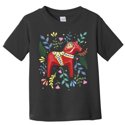 Swedish Dala Horse Folk Art Sweden Flag Dalahelmsoljd Horse Toddler T-Shirt