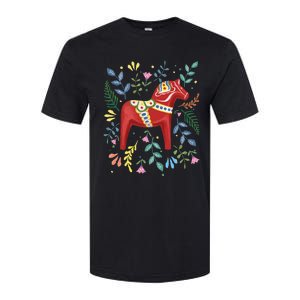 Swedish Dala Horse Folk Art Sweden Flag Dalahelmsoljd Horse Softstyle CVC T-Shirt