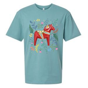 Swedish Dala Horse Folk Art Sweden Flag Dalahelmsoljd Horse Sueded Cloud Jersey T-Shirt