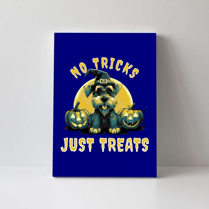 Schnauzer Dog Halloween No Tricks Just Treats Funny Gift Canvas