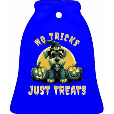 Schnauzer Dog Halloween No Tricks Just Treats Funny Gift Ceramic Bell Ornament