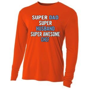 Super Dad Husband Super Awesome Chef Meaningful Gift Cooling Performance Long Sleeve Crew