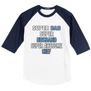 Super Dad Husband Super Awesome Chef Meaningful Gift Baseball Sleeve Shirt