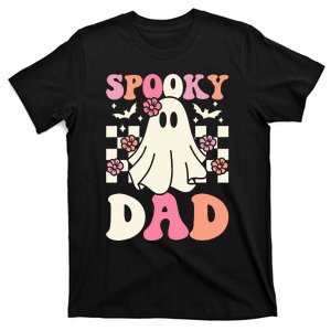 Spooky Dad Halloween Ghost Costume Retro Groovy T-Shirt