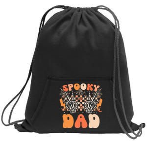 Spooky Dad Halloween Skeleton Costume Retro Groovy Sweatshirt Cinch Pack Bag