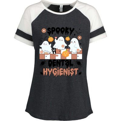 Spooky Dental Hygienist Halloween Dental Hygiene Groovy Gift Enza Ladies Jersey Colorblock Tee