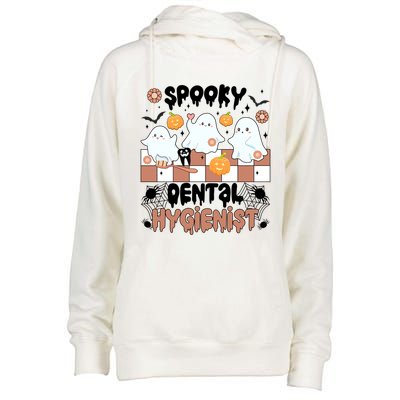 Spooky Dental Hygienist Halloween Dental Hygiene Groovy Gift Womens Funnel Neck Pullover Hood