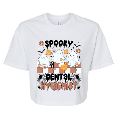 Spooky Dental Hygienist Halloween Dental Hygiene Groovy Gift Bella+Canvas Jersey Crop Tee