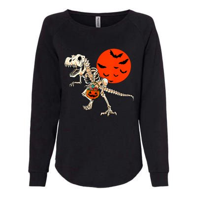 Scary Dinosaur Halloween Costume Trex Skeleton Pumpkin Moon Gift Womens California Wash Sweatshirt