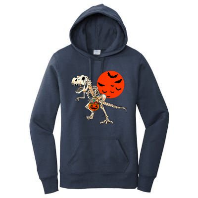 Scary Dinosaur Halloween Costume Trex Skeleton Pumpkin Moon Gift Women's Pullover Hoodie