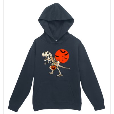 Scary Dinosaur Halloween Costume Trex Skeleton Pumpkin Moon Gift Urban Pullover Hoodie