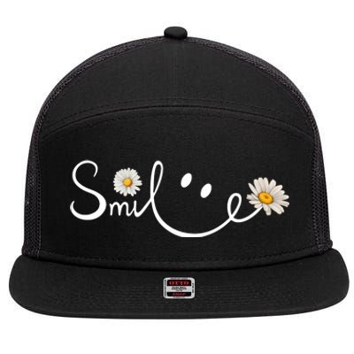 Smile Daisy Happy Face 7 Panel Mesh Trucker Snapback Hat